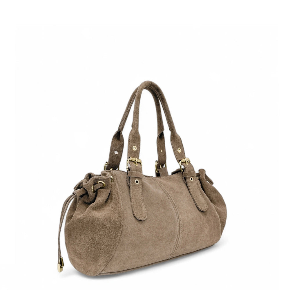Sac bowling en daim PRINCESSE SUEDE Taupe