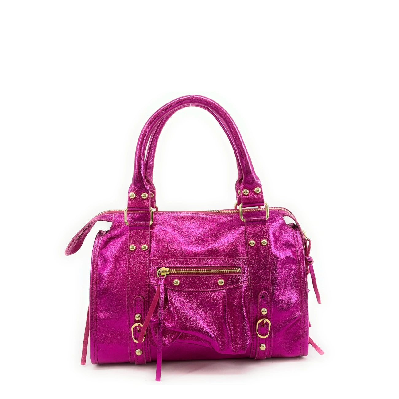 Bolsa main cuero irismi SANDSTORM GOLD (Modelo pequeño) fucsia irismi
