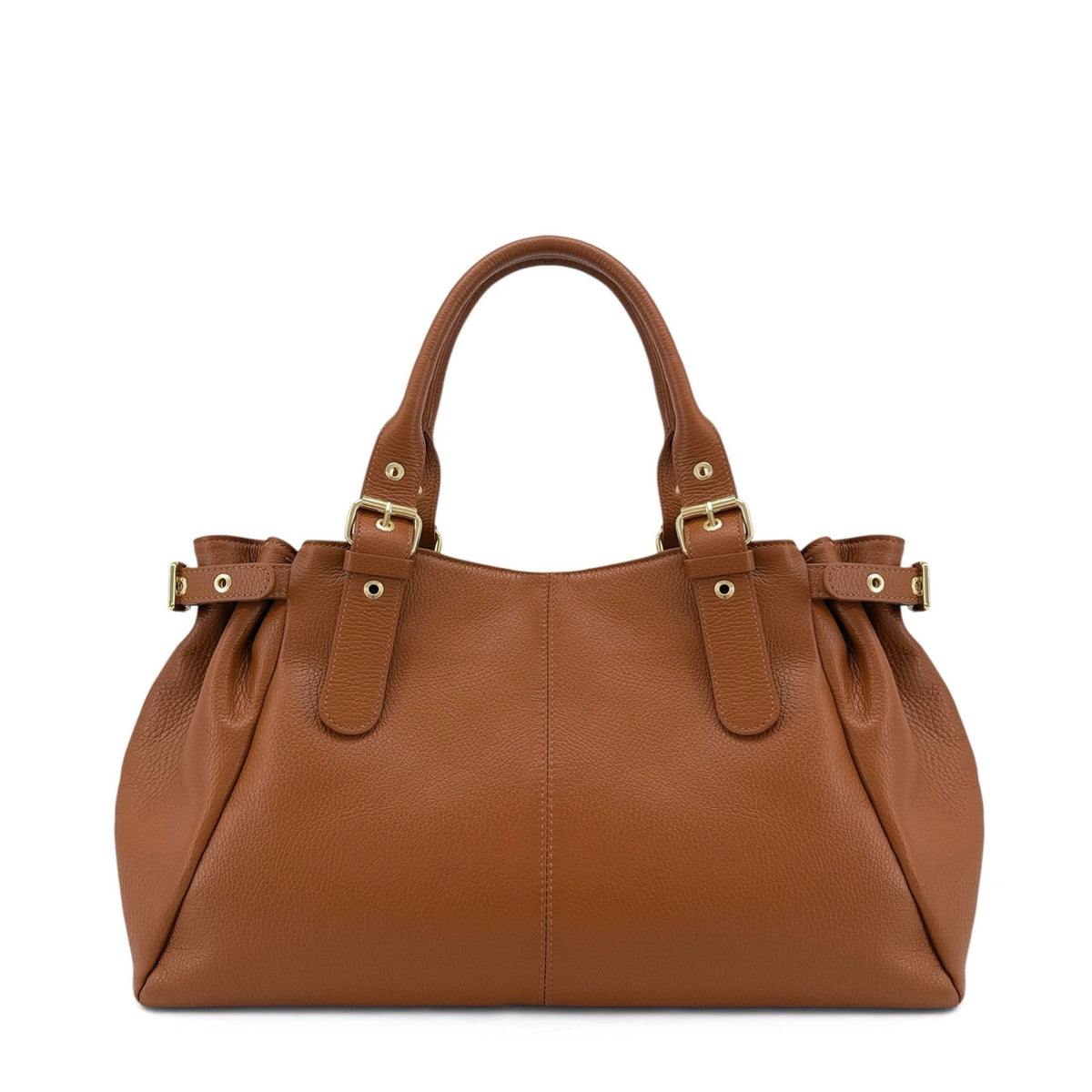 Bolso bowling de piel granulada NEW PRINCESS XL Marrón camel oscuro