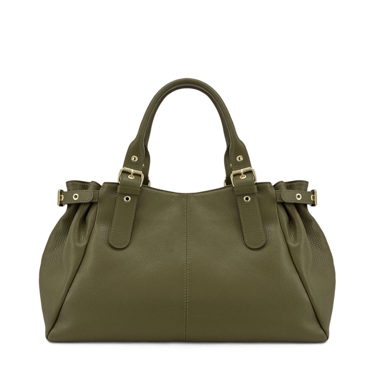 Bowling-Tasche aus genarbtem Leder PRINCESSE XL Khakigrün