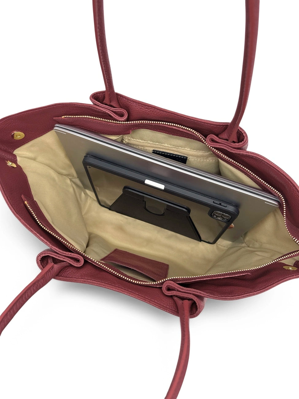 Bolso tote de piel granulada CAMPUS Marrón chocolate