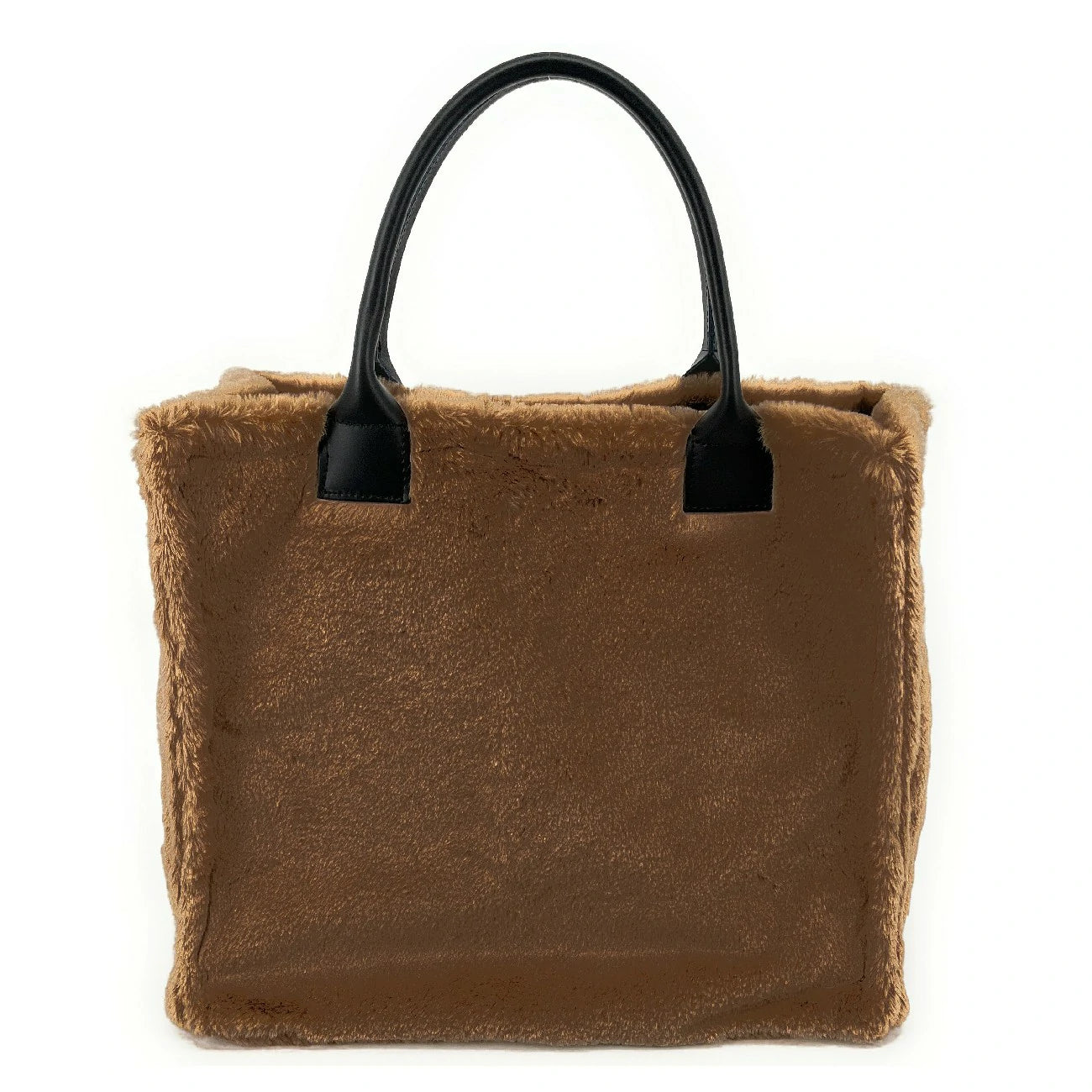 Borsa cabas In pelliccia falsa e pelle PILLOW Cammello leggero