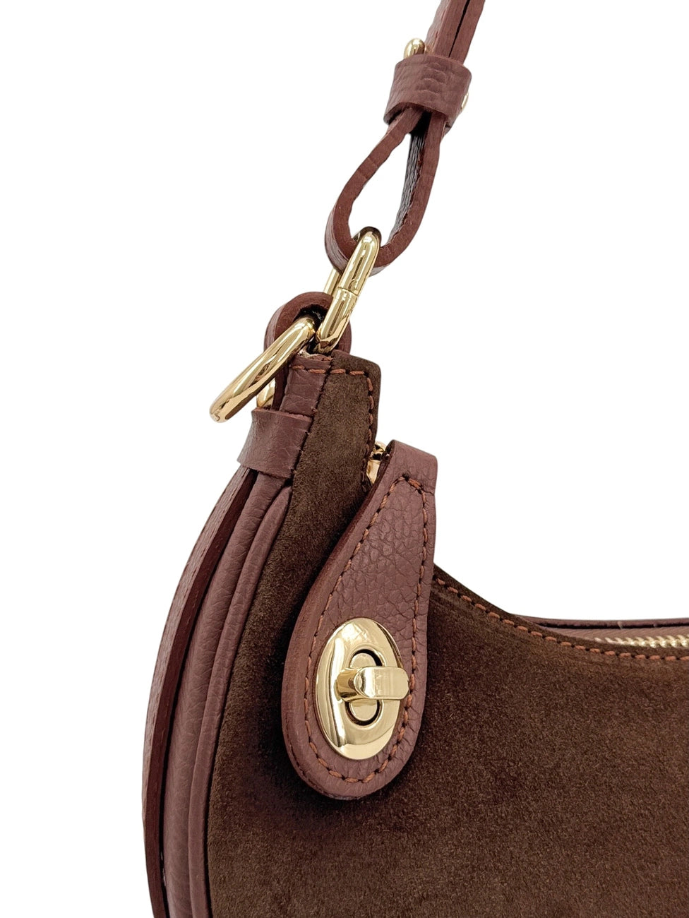 Bolso de mano media luna de ante MUNE Marrón castaño