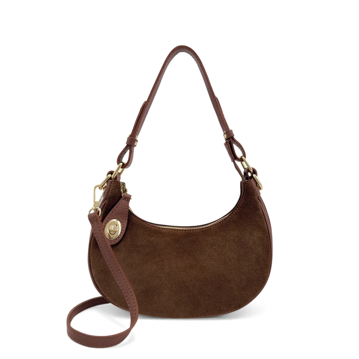 Bolso de mano media luna de ante MUNE Marrón castaño