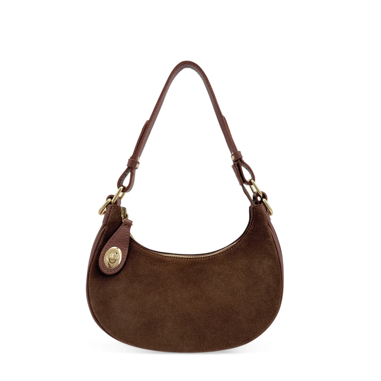 Borsa a mano mezzaluna in pelle scamosciata MUNE Marrone Cioccolato