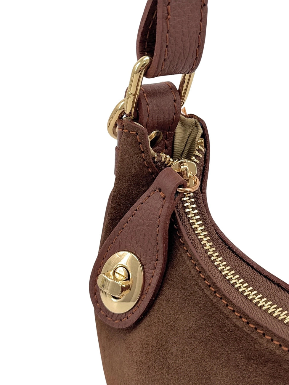Bolso de mano media luna de ante MUNE Marrón castaño