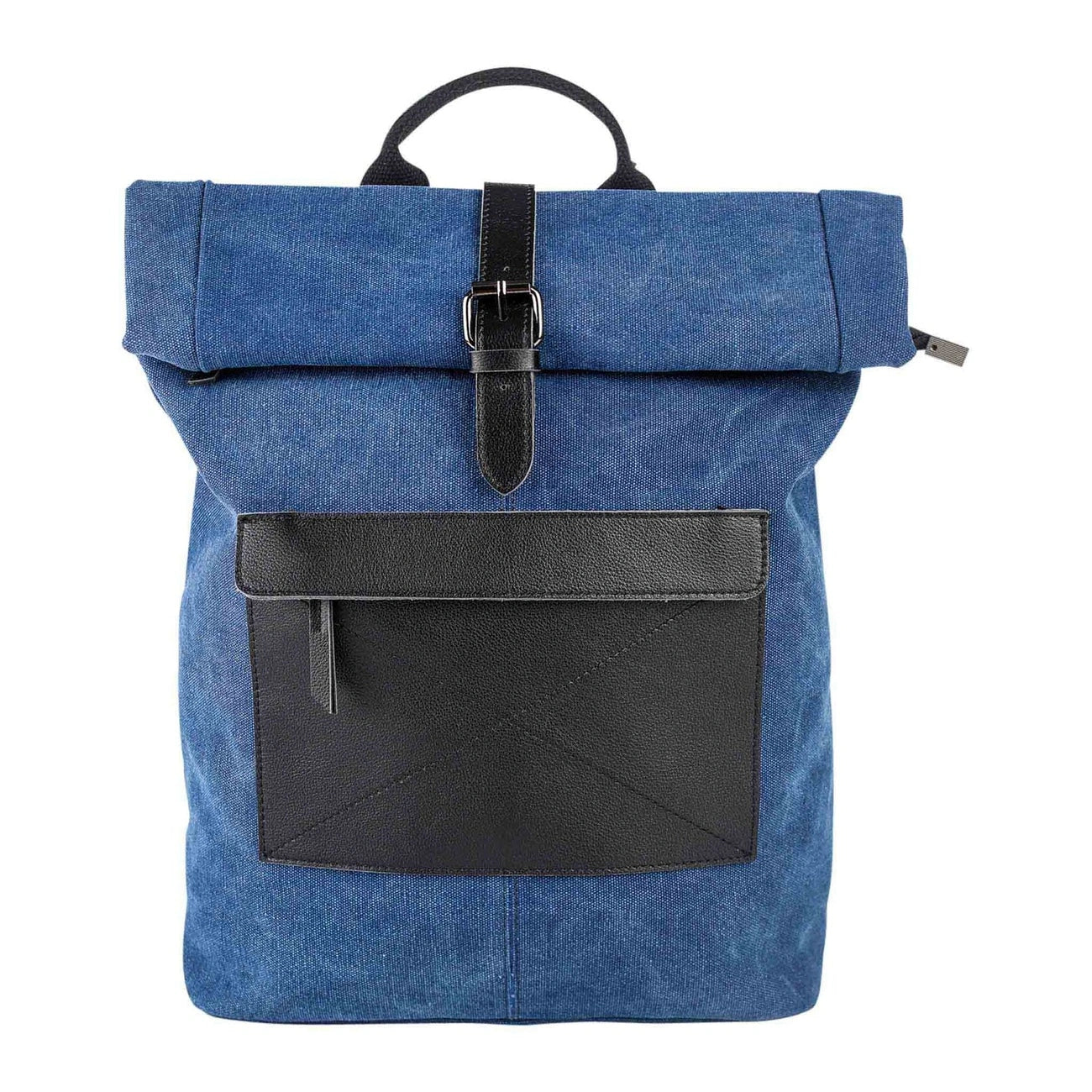 Sac à dos en toile et cuir BASTILLE Bleu denim
