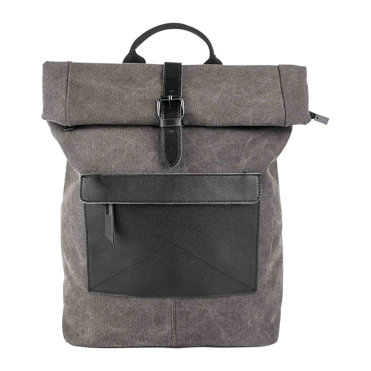 Sac à dos en toile et cuir BASTILLE Gris taupé