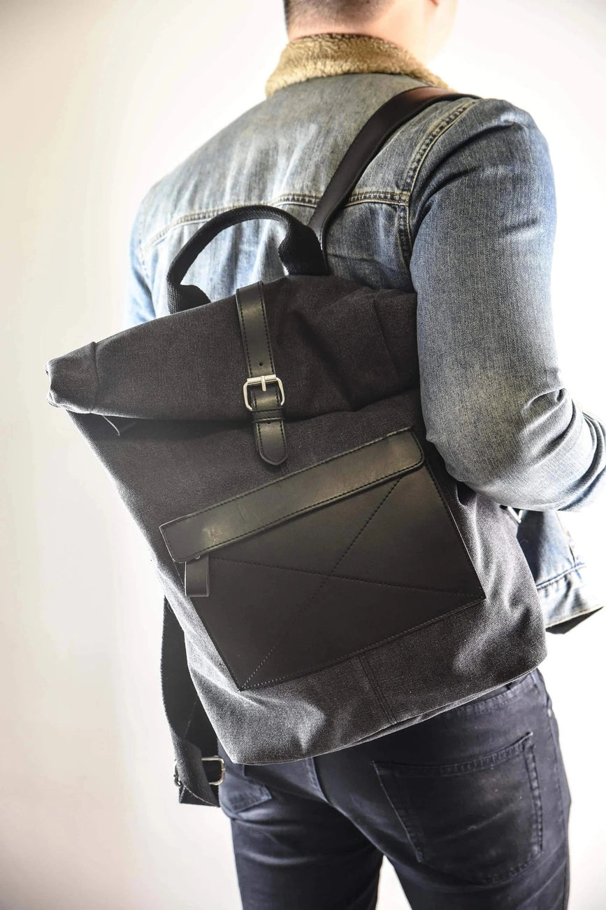 LANAI black canvas and leather backpack