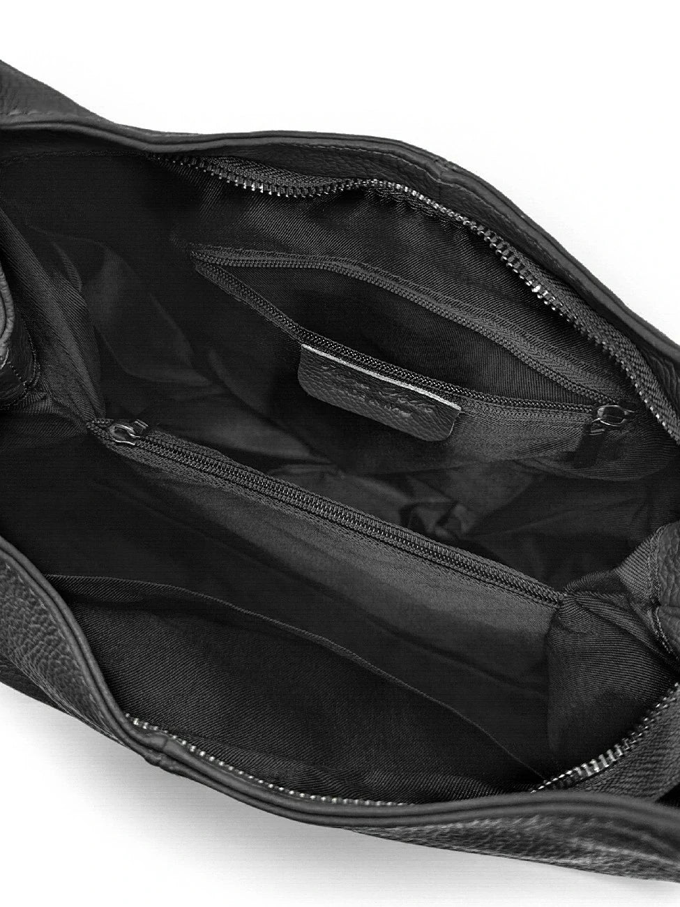 Schultertasche aus genarbtem Leder BOSTON Schwarz
