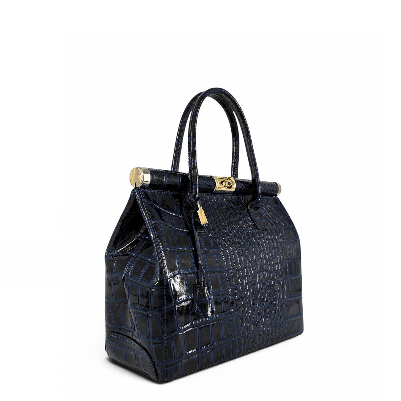 Sac à main en cuir à motif crocodile TROCADERO CROCO Bleu marine