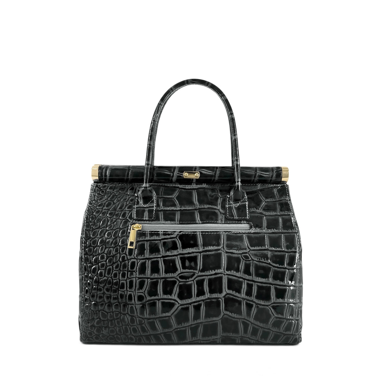 Sac bowling en cuir à motif crocodile TROCADERO CROCO Gris foncé