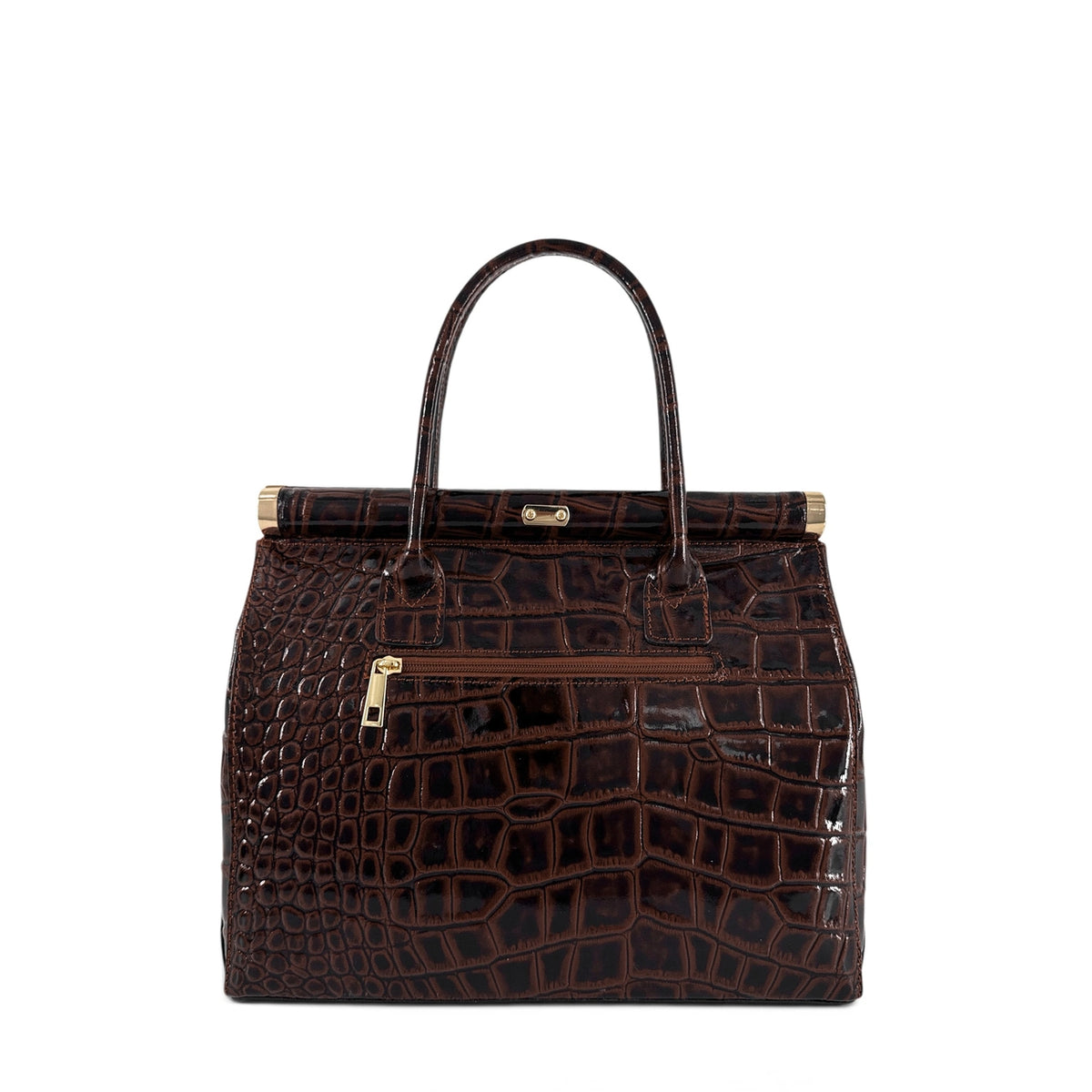 Borsa bowling in pelle effetto coccodrillo TROCADERO CROCO Marrone cioccolato