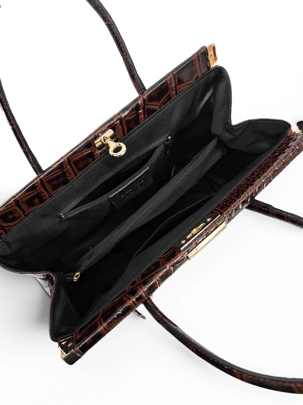 Borsa bowling in pelle effetto coccodrillo TROCADERO CROCO Marrone cioccolato