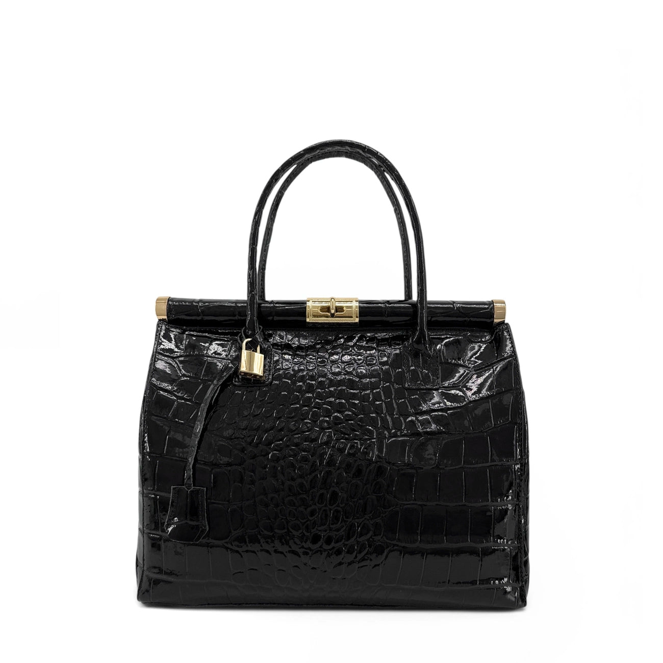 Sac à main en cuir à motif crocodile TROCADERO CROCO Noir