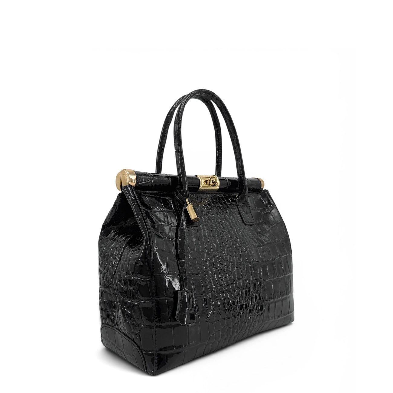 Sac à main en cuir à motif crocodile TROCADERO CROCO Noir