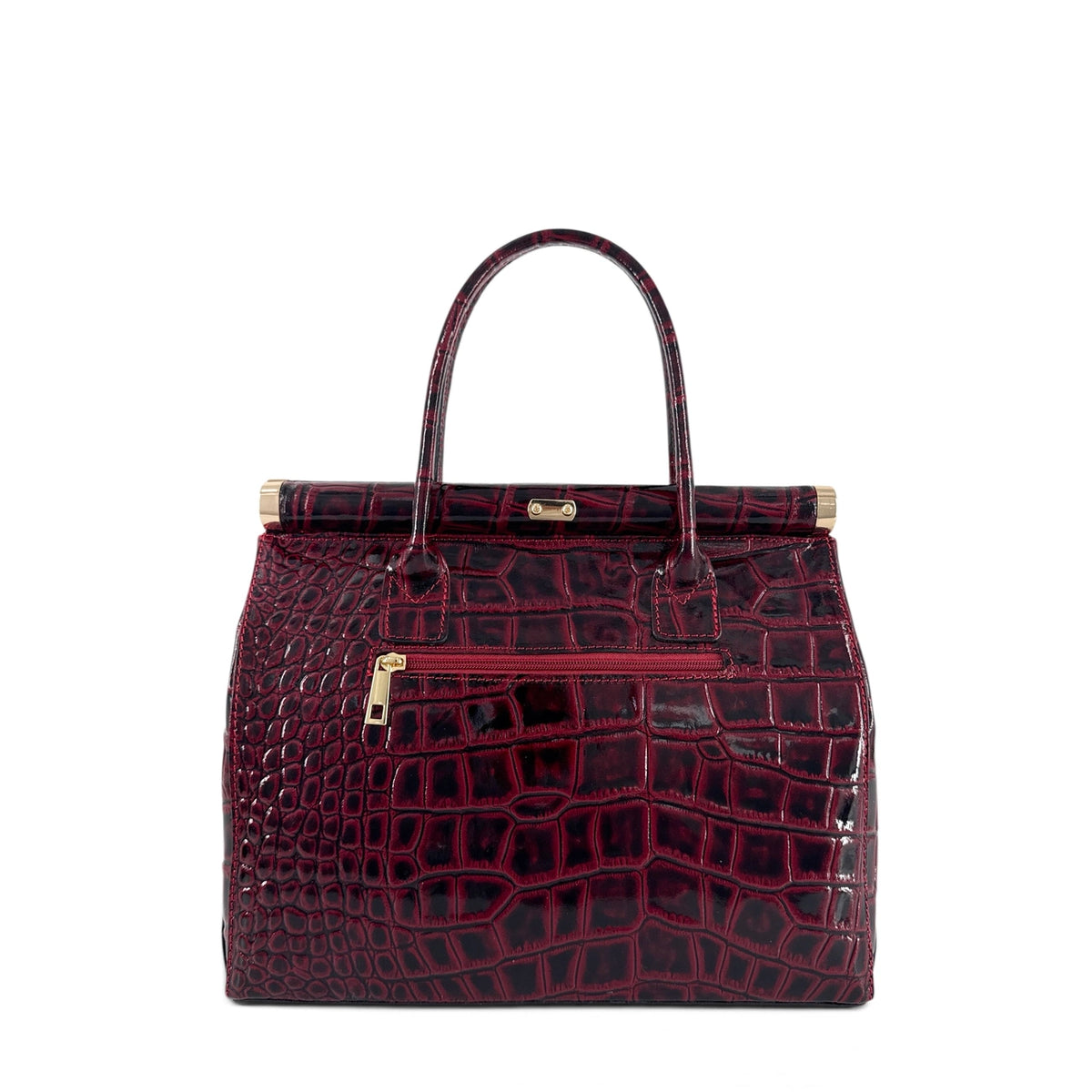 Borsa bowling in pelle effetto coccodrillo TROCADERO CROCO Rosso bordeaux