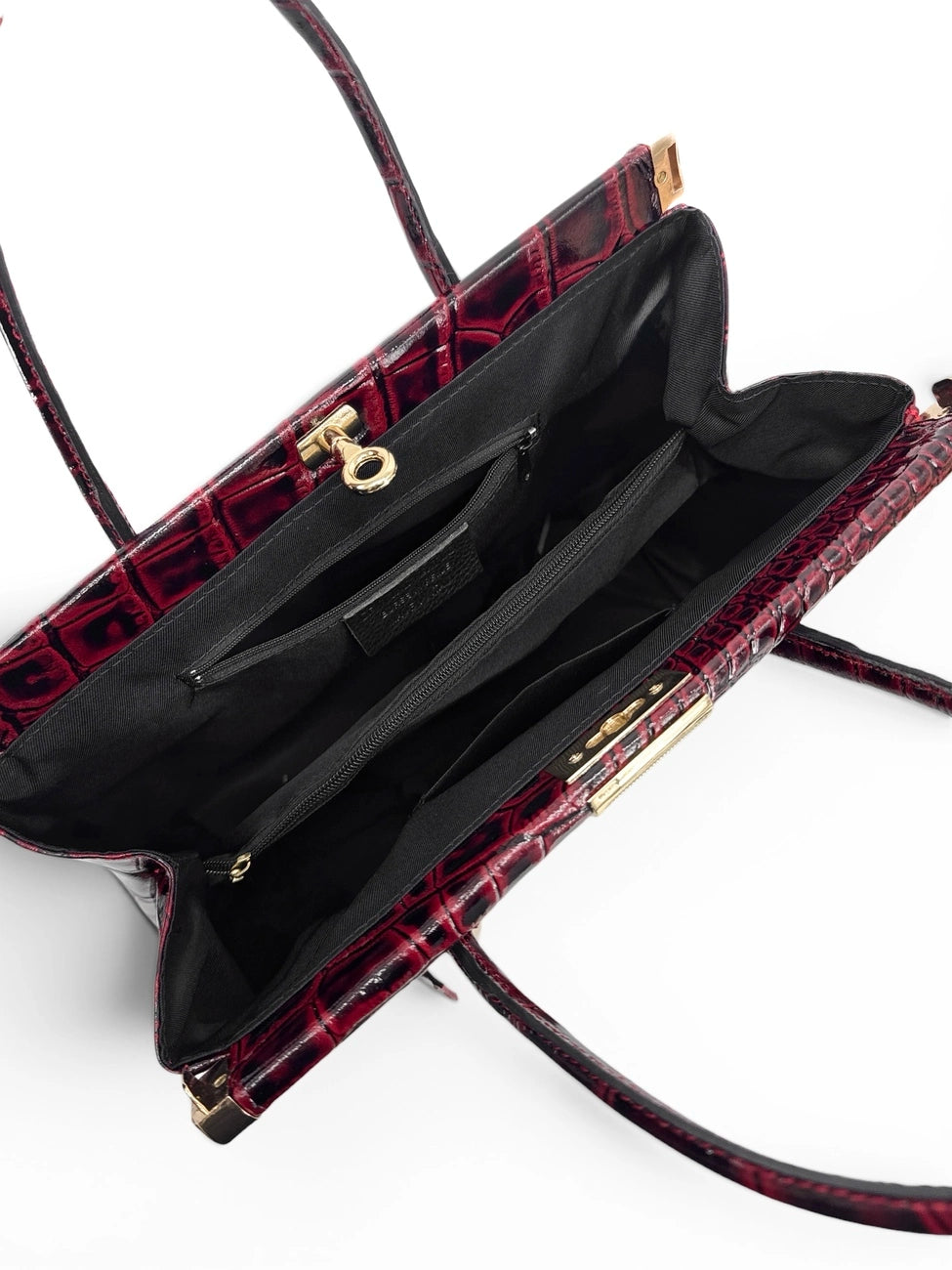 Borsa bowling in pelle effetto coccodrillo TROCADERO CROCO Rosso bordeaux