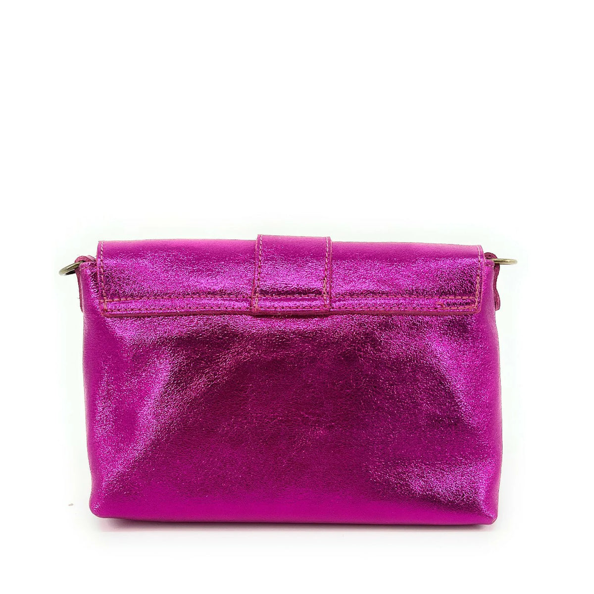 Mini-Tasche aus schillerndem Leder VERONE Fuchsia-Rosa