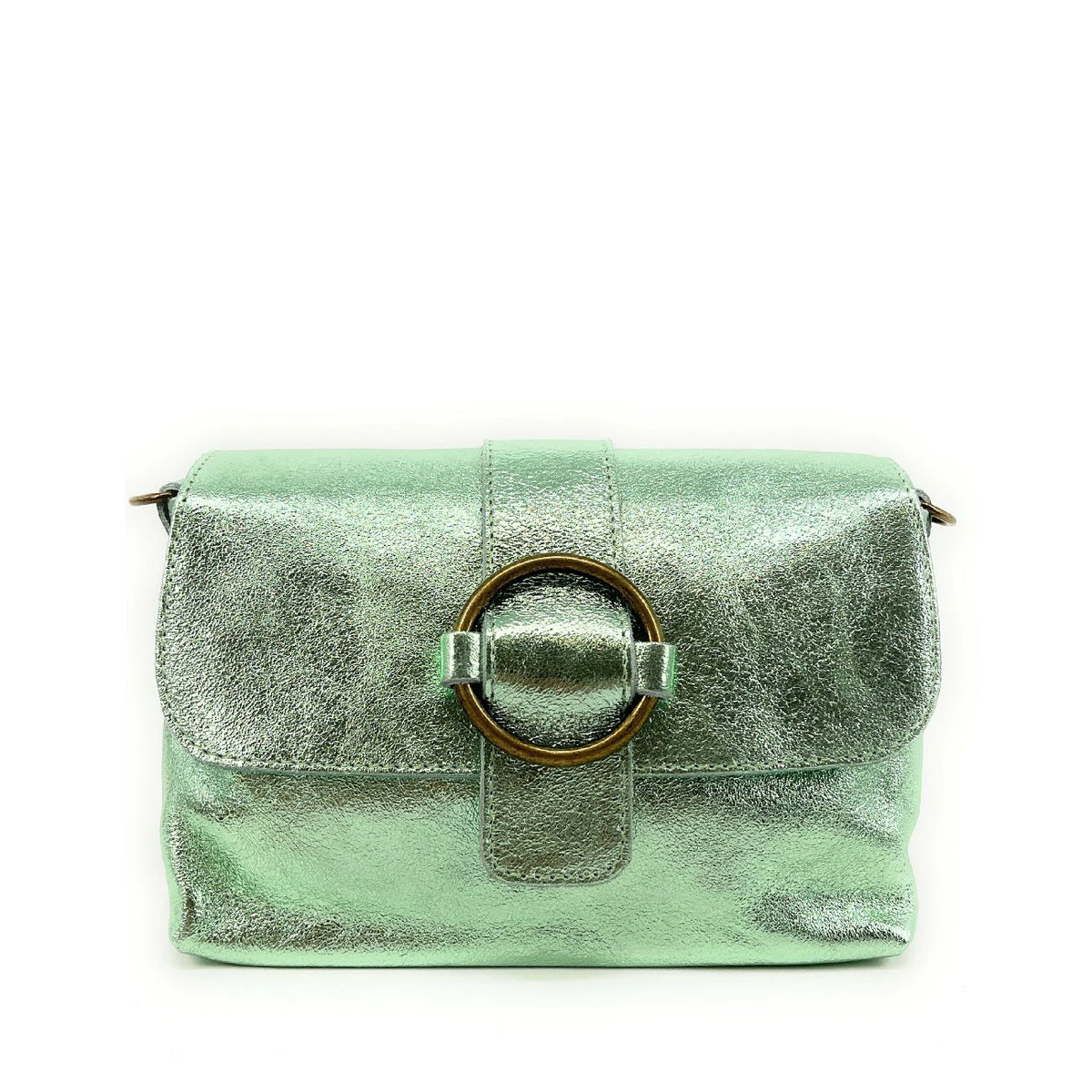 Mini-Tasche aus schillerndem Leder VERONE Frostminze