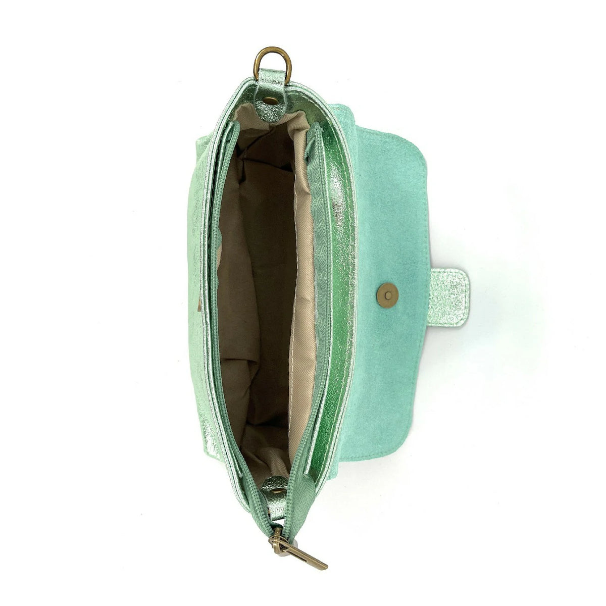 Mini-Tasche aus schillerndem Leder VERONE Frostminze