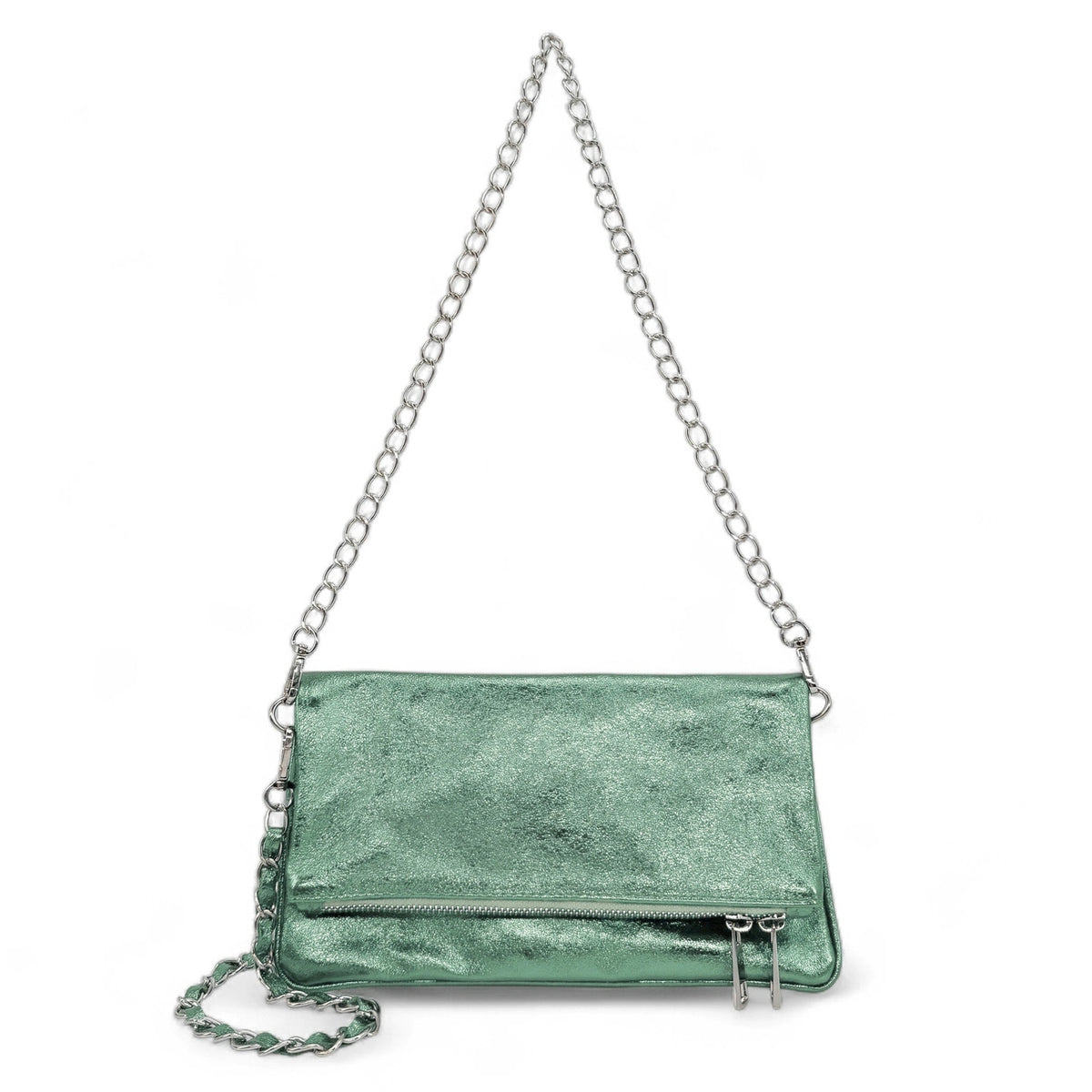 Clutch aus schillerndem Leder ROXANE Frostminze