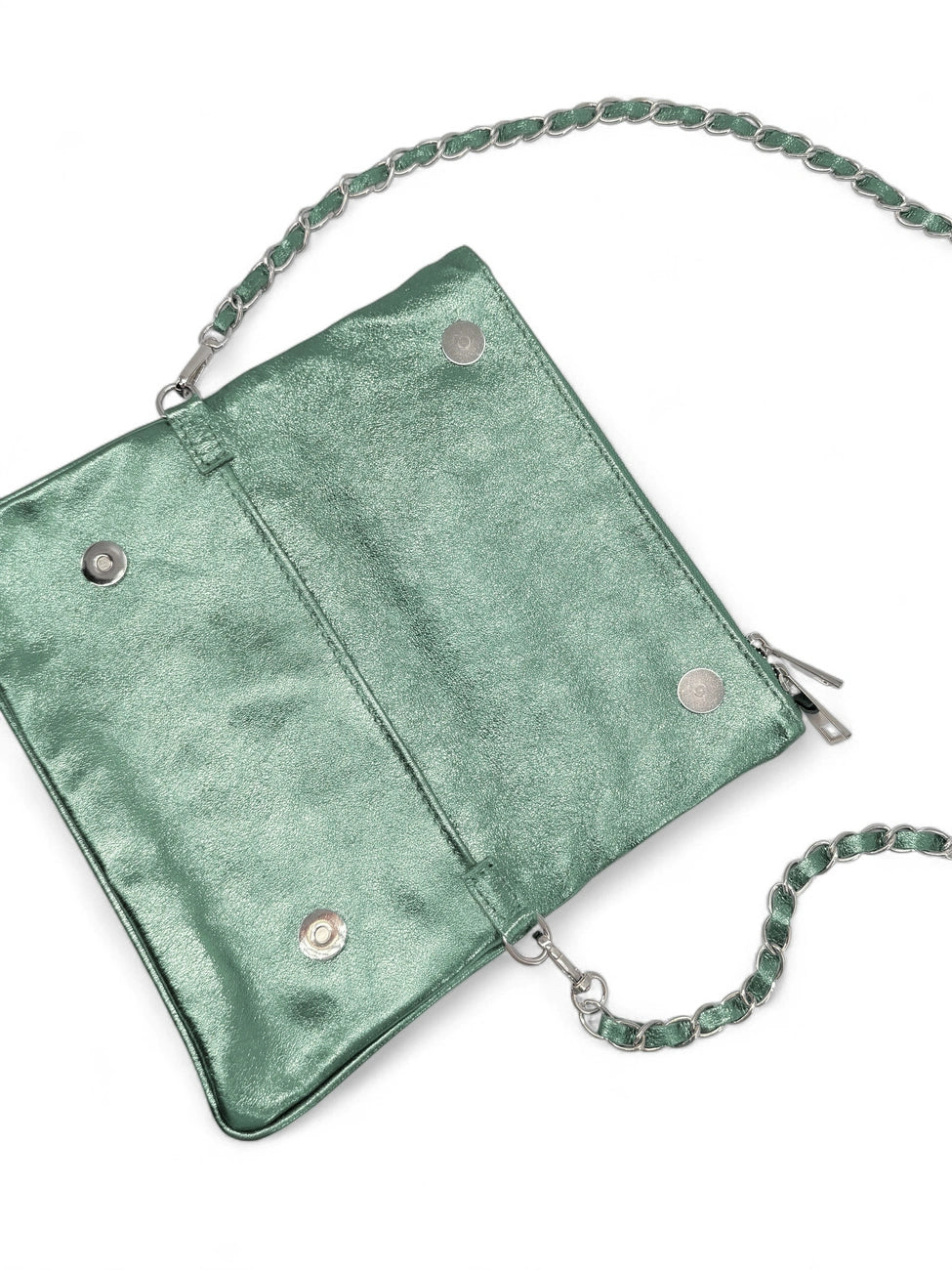 Clutch aus schillerndem Leder ROXANE Frostminze