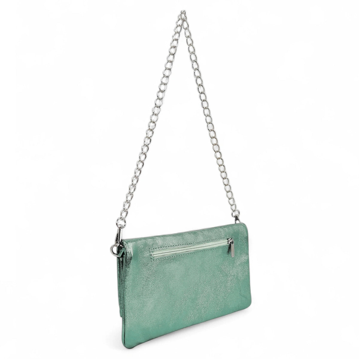 Clutch aus schillerndem Leder ROXANE Frostminze