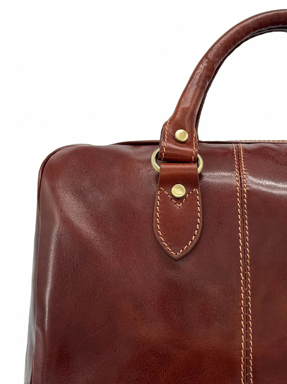 Bolso de viaje de piel lisa ANGKOR marrón castaño