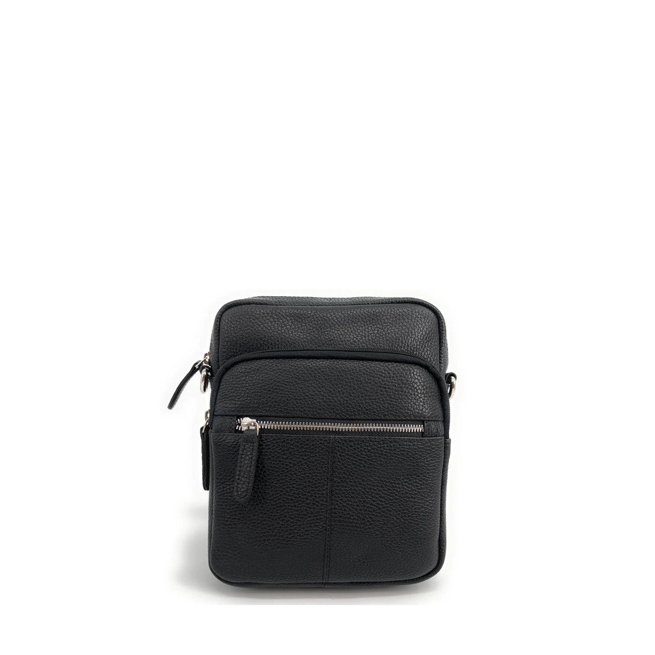 Sacoche homme à bandoulière en cuir grainé PETE Noir