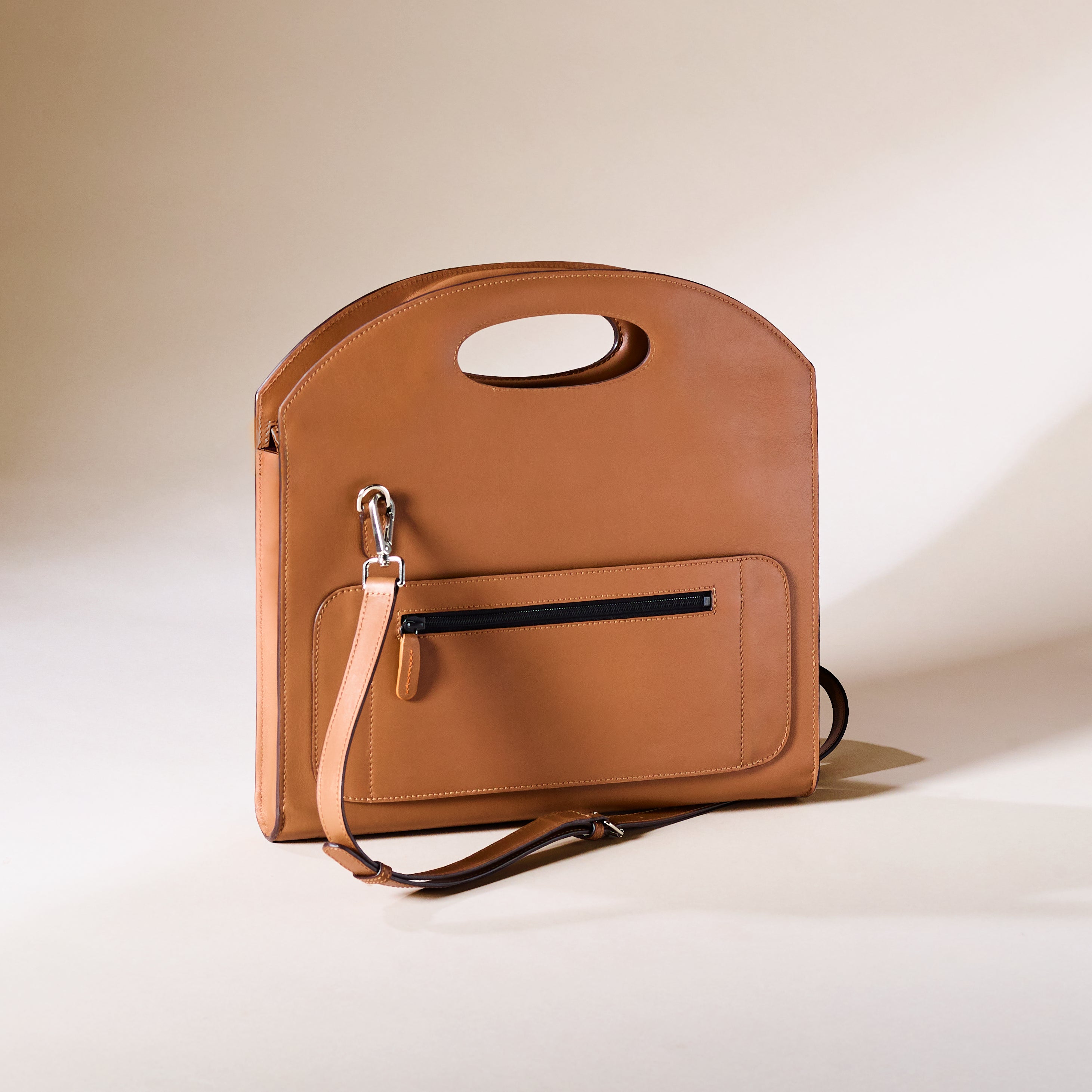 ATHEAS Camel Cognac Leather Work Bag