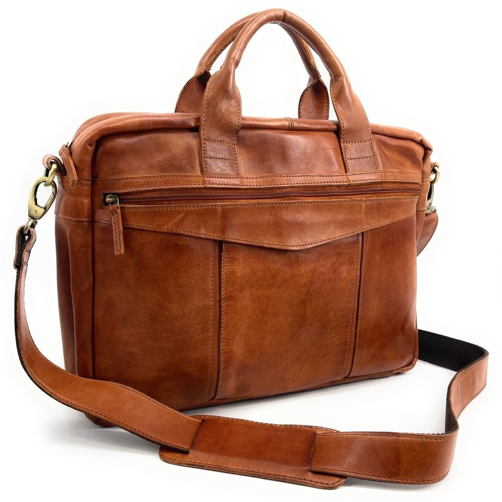 Sac sacoche à bandoulière en cuir souple vintage ASTON Camel