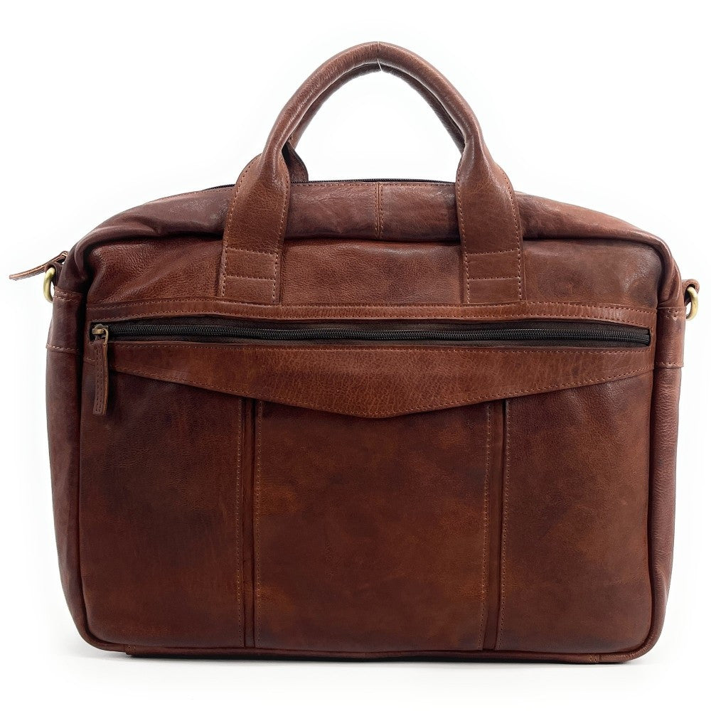 Sac sacoche à bandoulière en cuir souple vintage ASTON Châtaigne