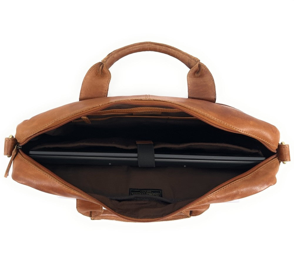 Sac sacoche à bandoulière en cuir souple vintage ASTON Camel