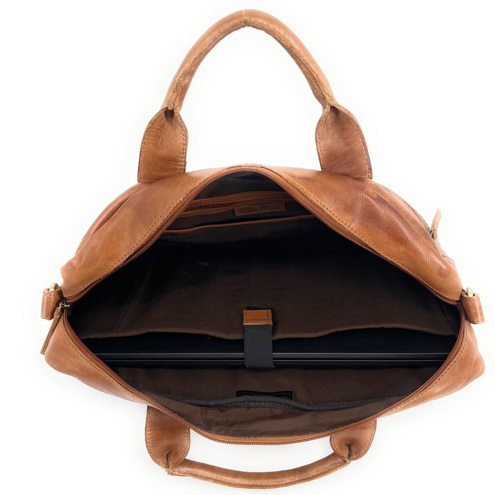 Sac sacoche à bandoulière en cuir souple vintage ASTON Camel
