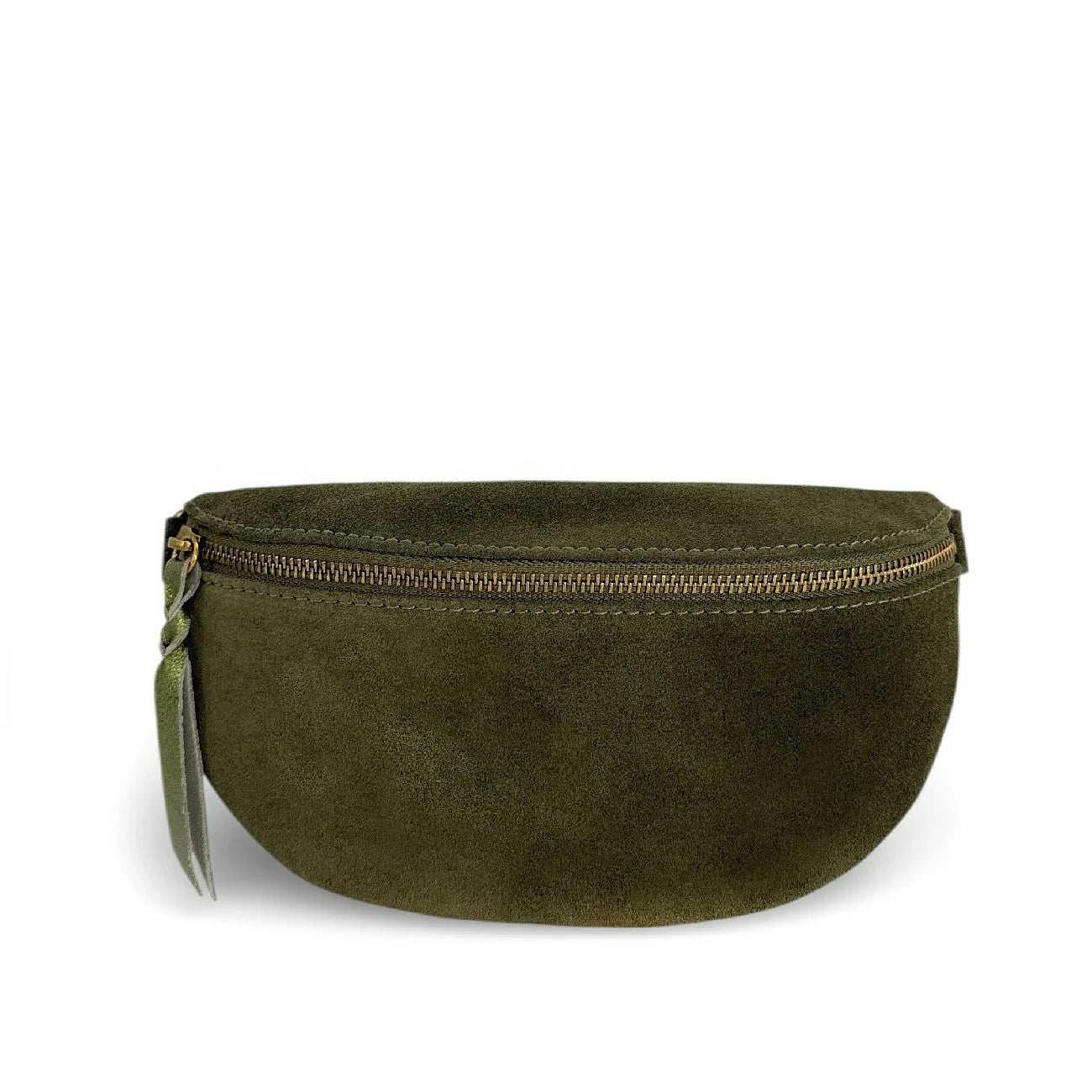 Sac banane en daim LOU SUE Vert kaki foncé