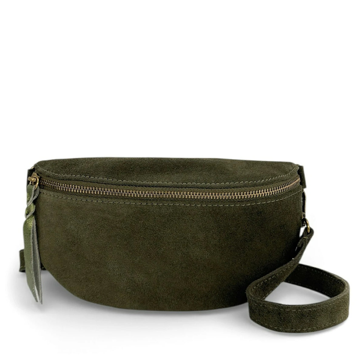Marsupio in pelle scamosciata LOU SUE Verde kaki scuro