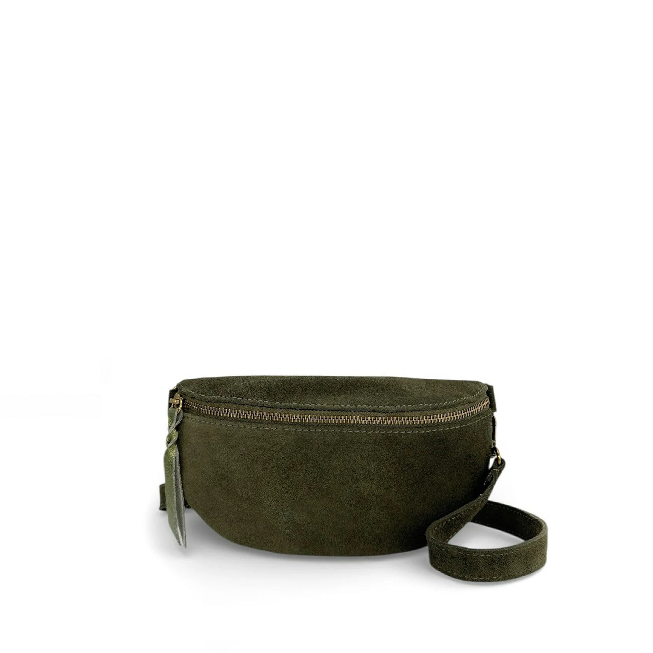 Sac banane en daim LOU SUE Vert kaki foncé