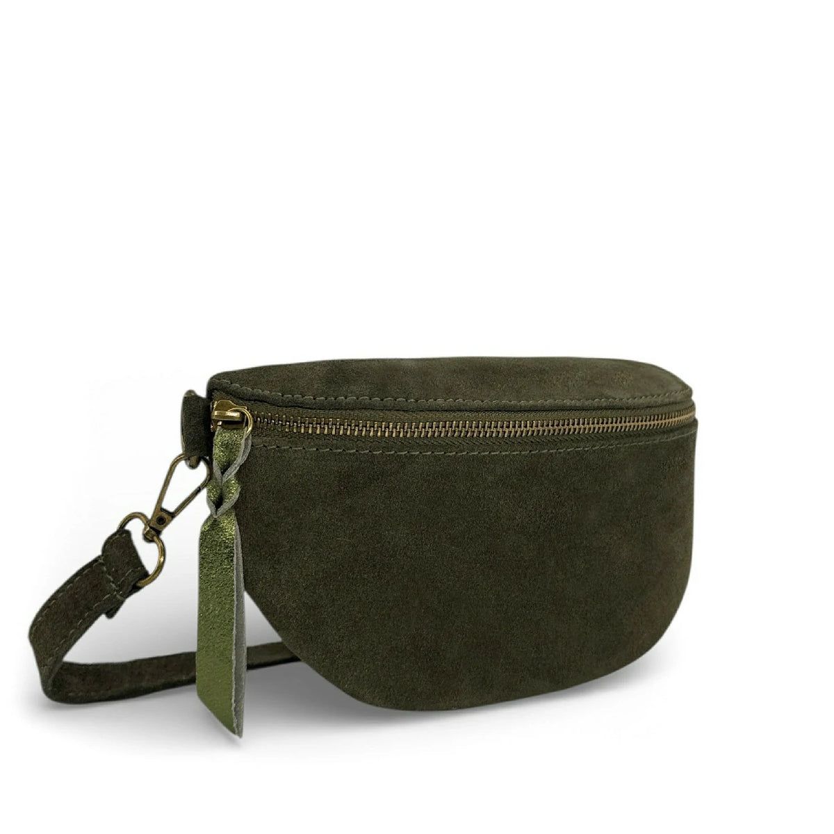 Marsupio in pelle scamosciata LOU SUE Verde kaki scuro