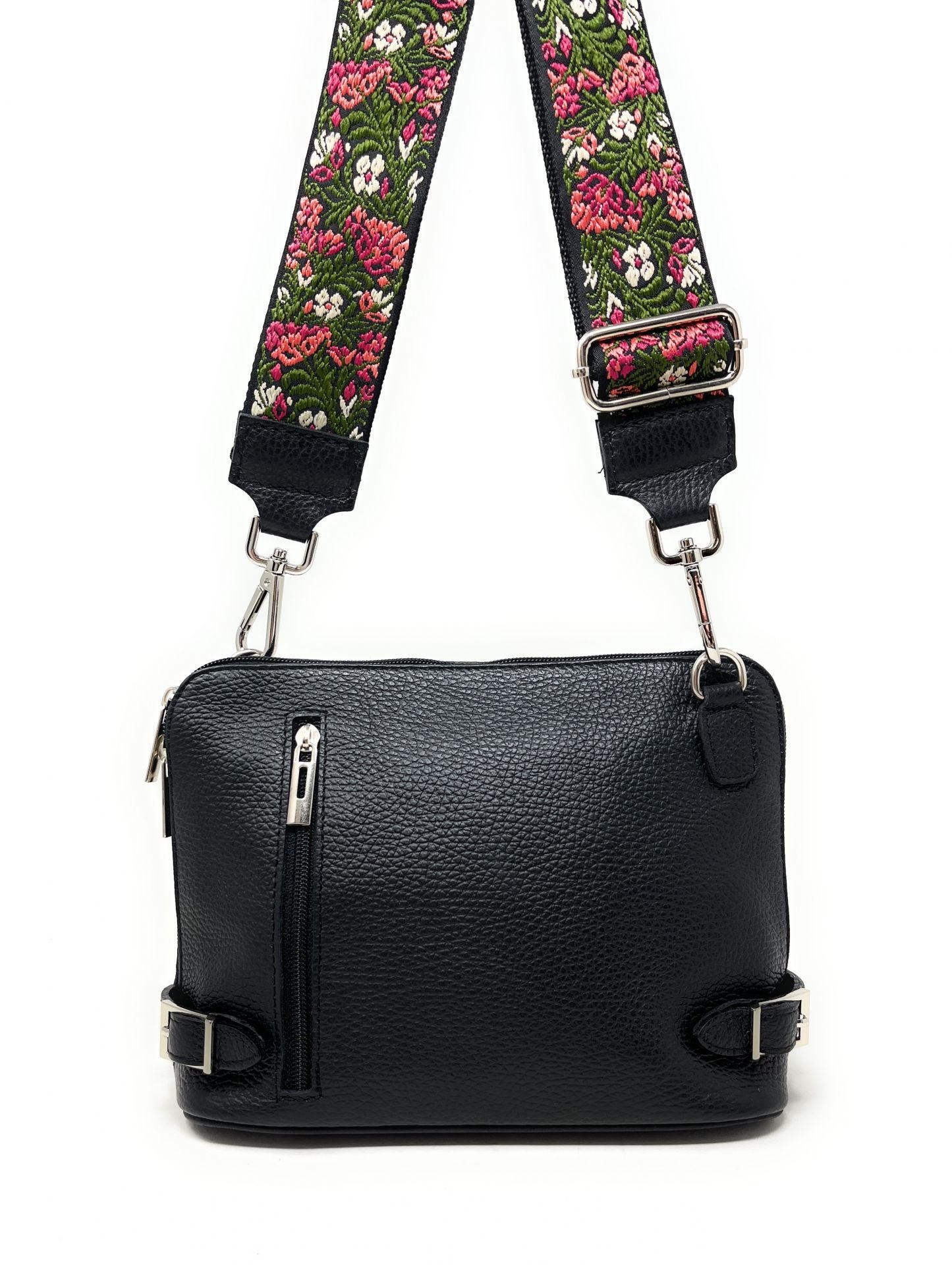 Bandoulière amovible pour sac à main FLORA argenté Noir