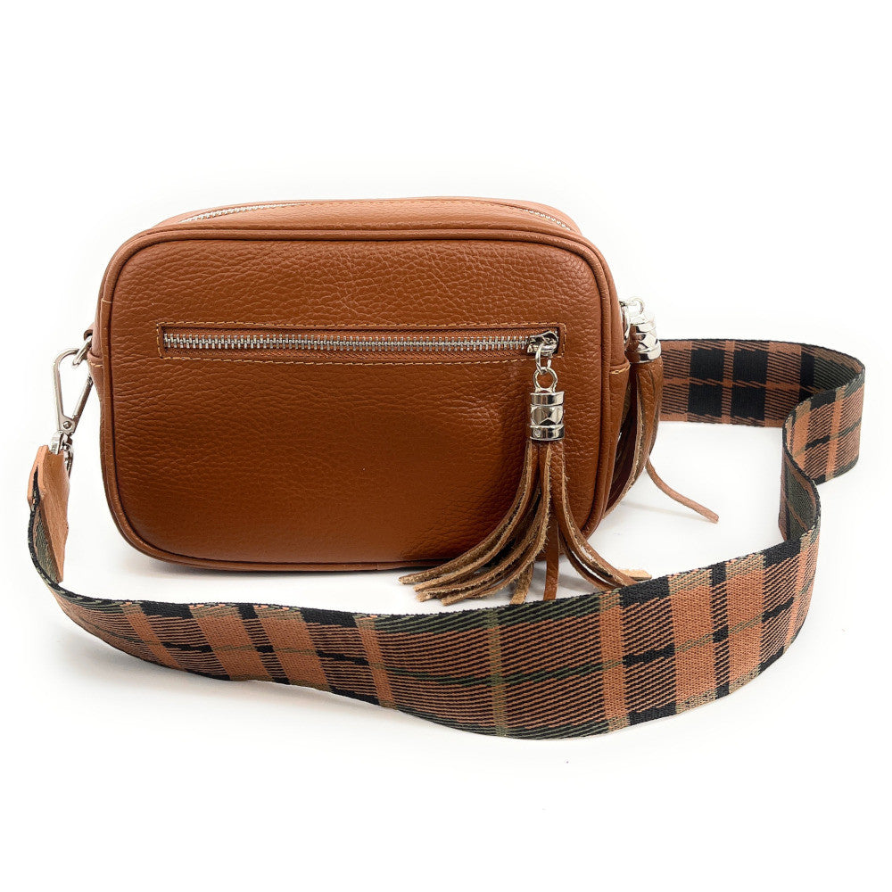 Bandoulière amovible pour sac à main TARTAN argenté Camel