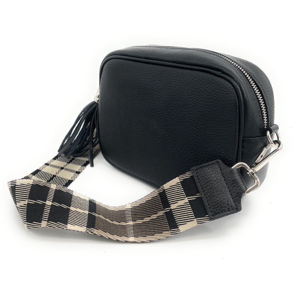 Bandoulière amovible pour sac à main TARTAN argenté Noir