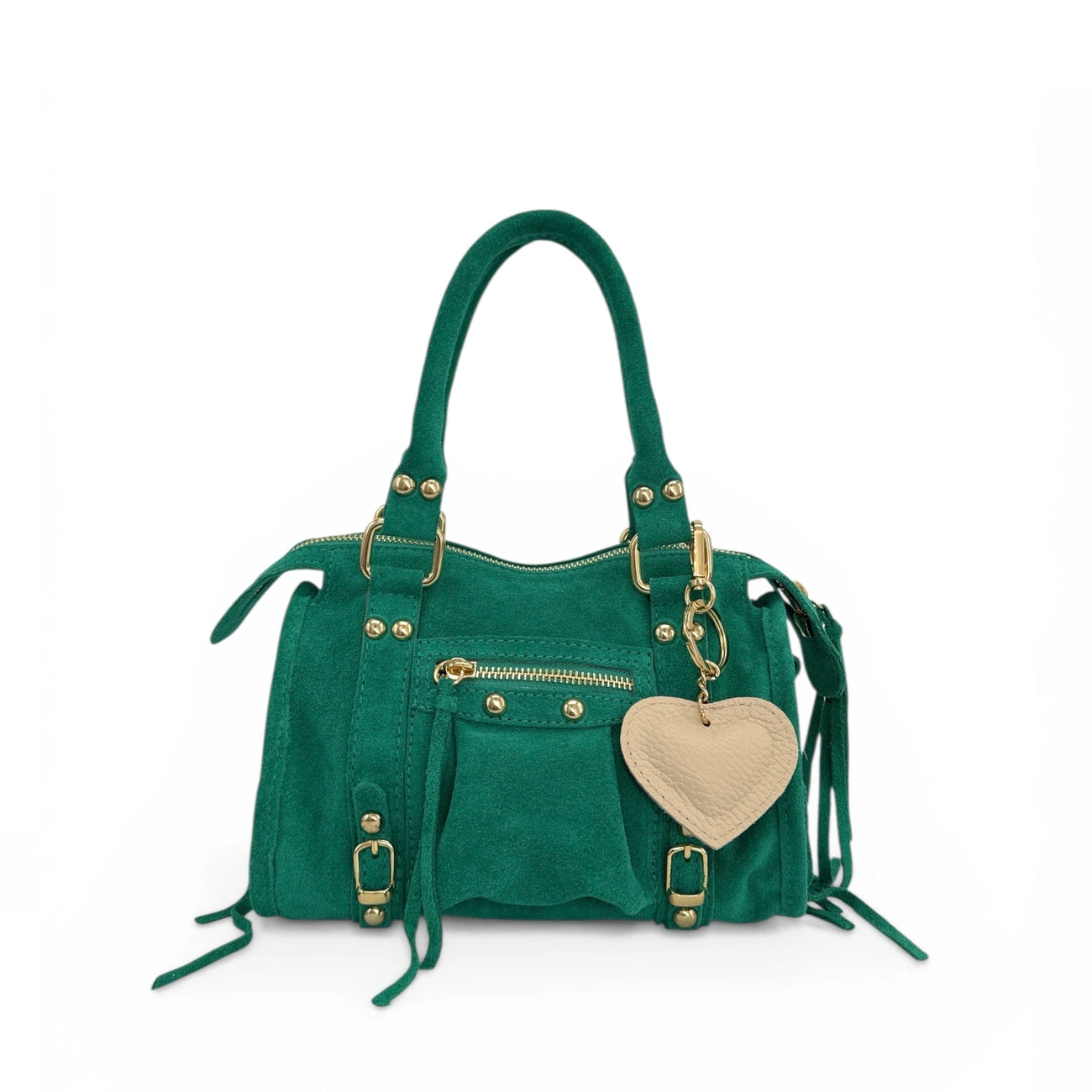 Porte-clés en cuir grainé COEUR GOLD Beige crème