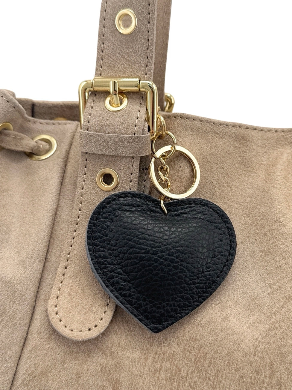 Portachiavi in pelle martellata COEUR GOLD Nero