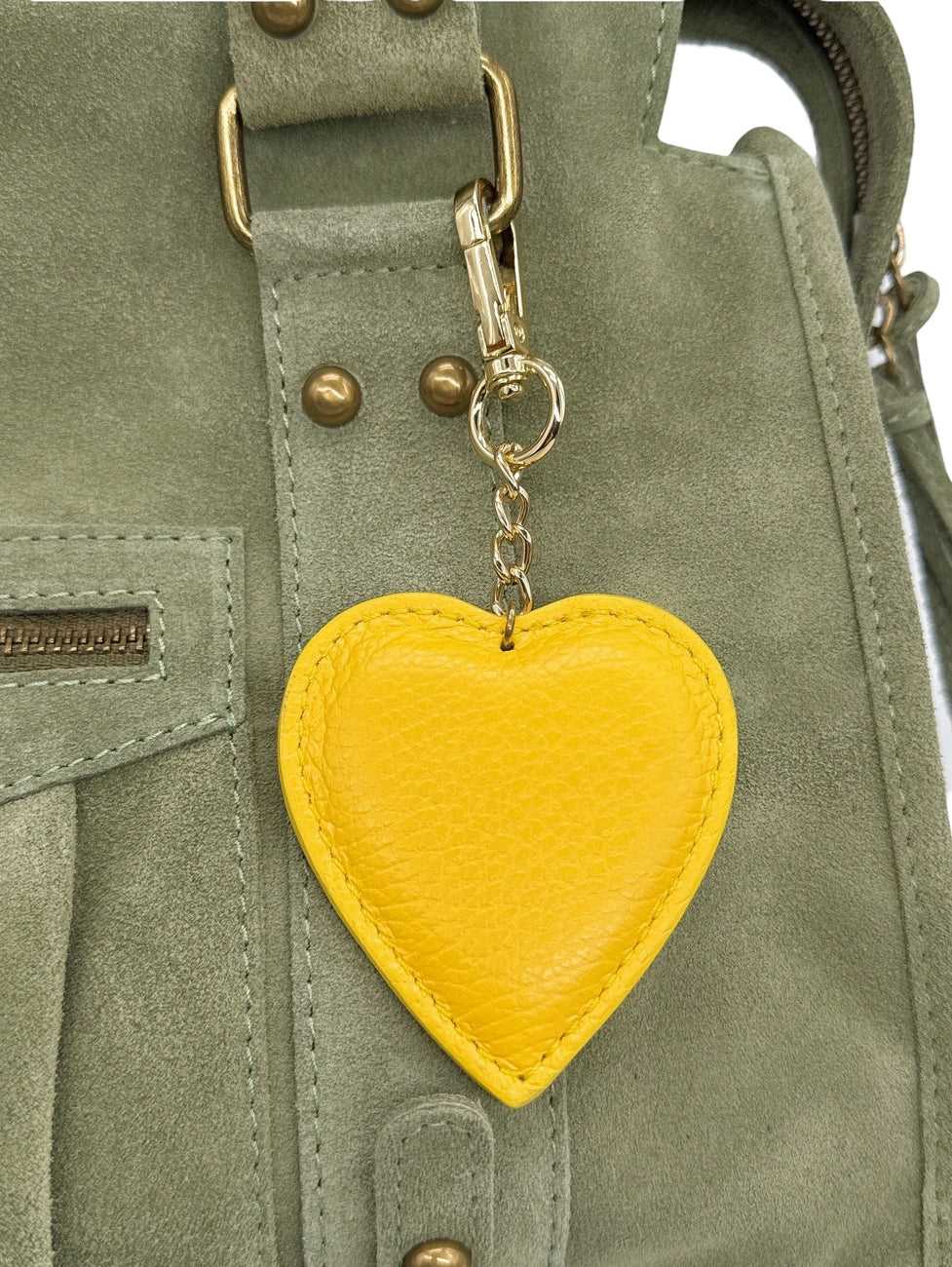 Schlüsselanhänger aus genarbtem Leder COEUR Soft-Gelb