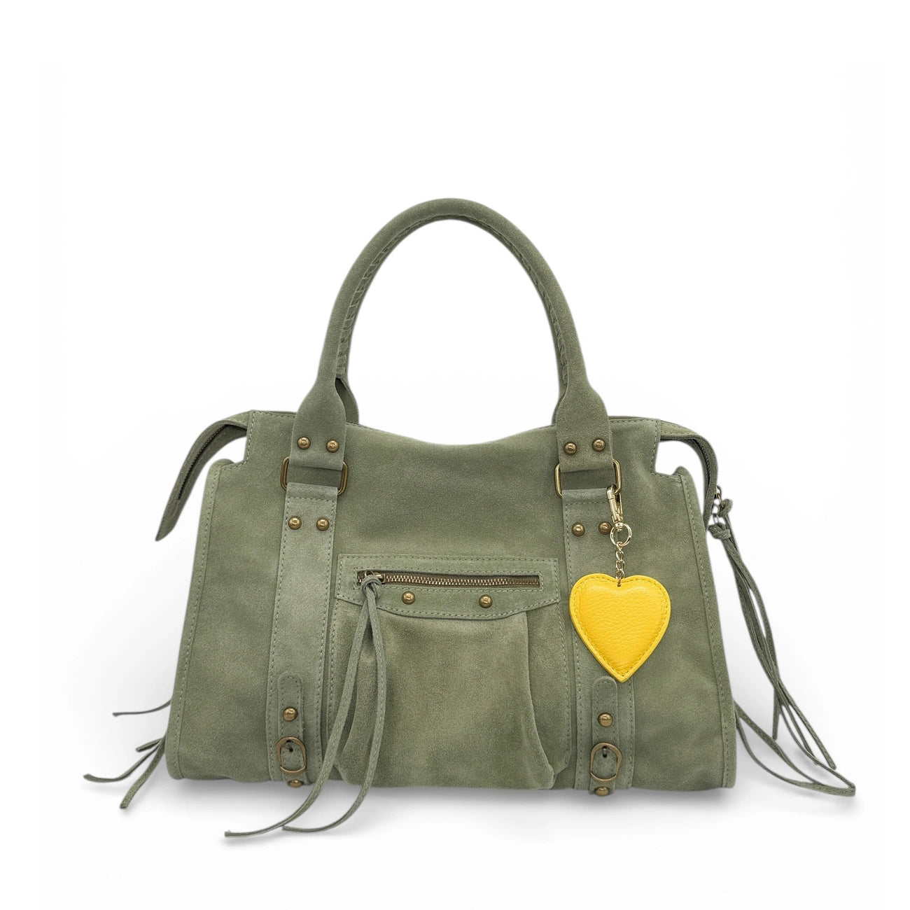 Porte-clés en cuir grainé COEUR Soft jaune