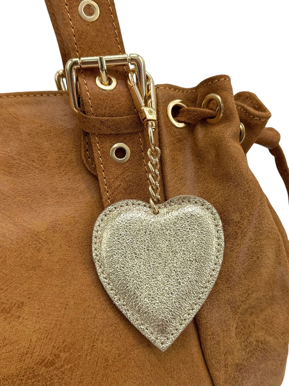 COEUR Schlüsselanhänger aus schillerndem Leder in Hellgold