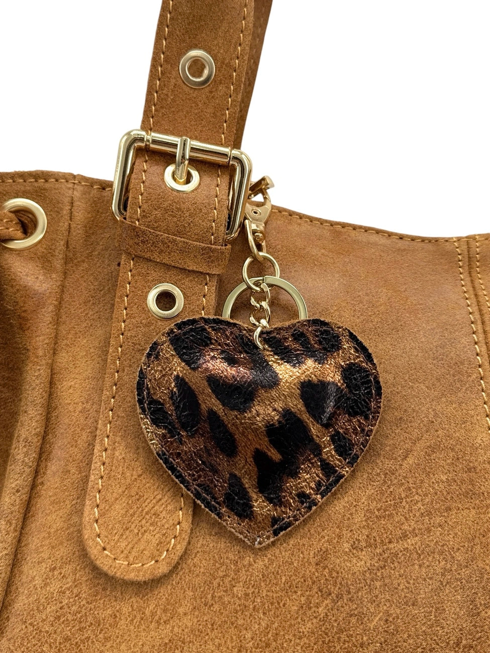Schlüsselanhänger aus schillerndem Leder COEUR GOLD Leopard