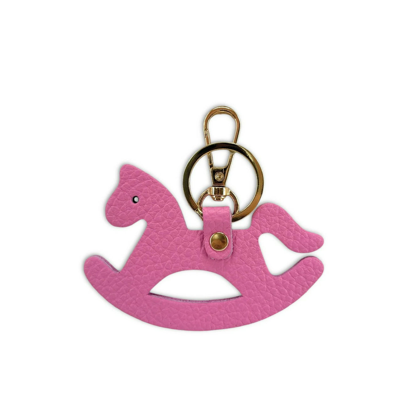 Porte-clés en cuir grainé ROCKY PONY Rose