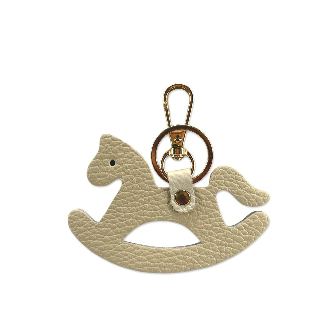 Porte-clés en cuir grainé ROCKY PONY Taupe clair